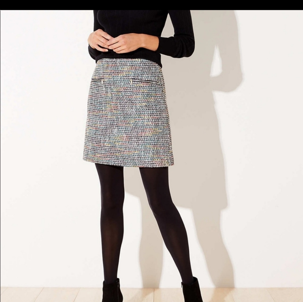 Loft Tweed Zip Pocket Skirt